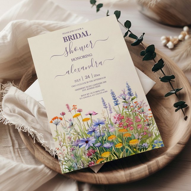 Einfache Wildblumen Brautparty Botanischer Garten Einladung (Von Creator hochgeladen)