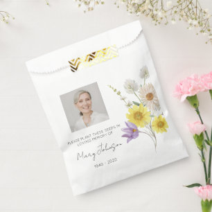 Einfache Wildblumen-Foto-Trauer-Samen Geschenktütchen