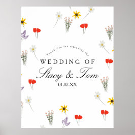 Einfache Wildblumen handgezeichnete Hochzeit Viele Poster