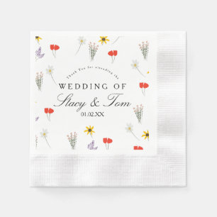 Einfache Wildblumen handgezeichnete Hochzeit Viele Serviette