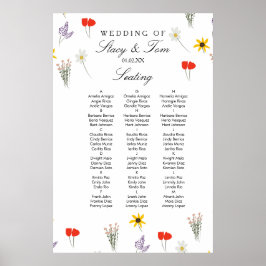 Einfache Wildblumen handgezeichnete Hochzeitssitze Poster