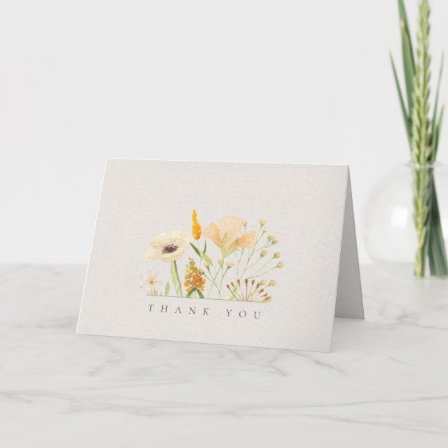 Einfache Wildblumen Hochzeit Dankeschön-Karte Ankündigung (Vorderseite)