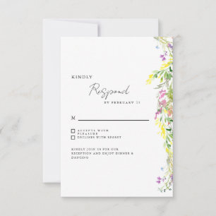 Einfache Wildblumen Hochzeit RSVP Karte