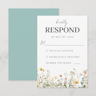 Einfache Wildblumen-Hochzeits-RSVP-Karte RSVP Karte