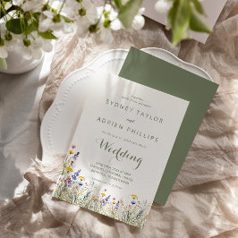Einfache Wildblumen-Hochzeitseinladung im informel Einladung
