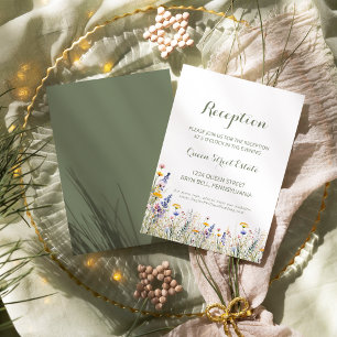 Einfache Wildblumen-Hochzeitsempfang Begleitkarte