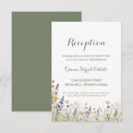 Einfache Wildblumen-Hochzeitsempfang Begleitkarte