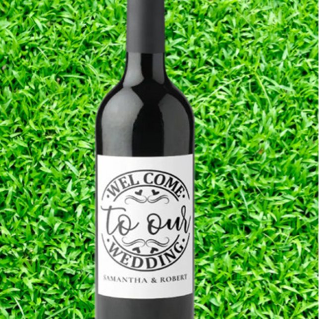 EINFACHE WILLKOMMENS HOCHZEIT WEINETIKETT (Welcome to a Wonderful Celebration with our WINE LABEL)