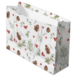 Einfache Winterpine Berry Wasserfarbe Weihnachten Große Geschenktüte