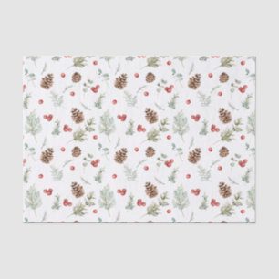 Einfache Winterpine Berry Wasserfarbe Weihnachten Seidenpapier