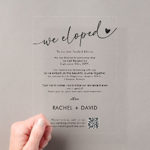 Einfache Wir Sind Durchgebrannt Hochzeitsankündigu Acryleinladungen