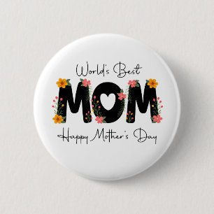 Einfache World's Best Mom Muttertags-Kalligrafie Button
