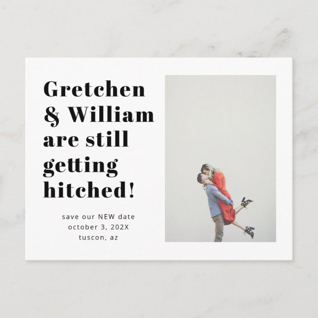 Einfache Wörter Save the Date Foto Postkarte (Vorderseite)