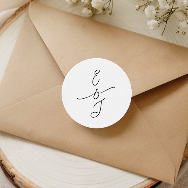 Einfache wunderliche handgeschriebene Monogramm-Ho Runder Aufkleber (Von Creator hochgeladen)
