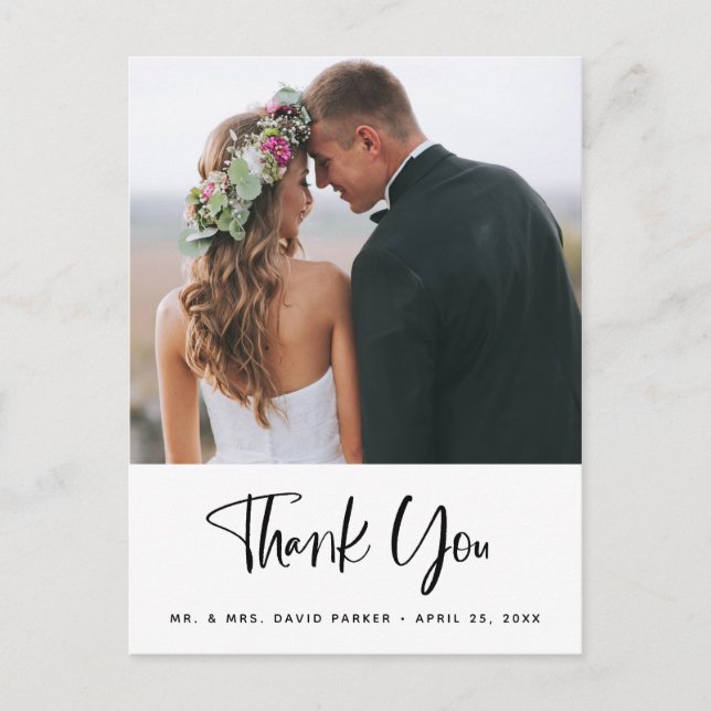 Einfache Wünsche | Foto Wedding Vielen Dank Postkarte (Vorderseite)