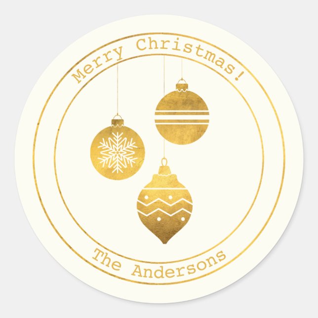 Einfache Wünsche ・ Minimalistisches Gold Ornament  Runder Aufkleber (Vorderseite)