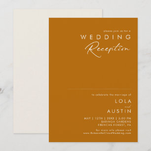 einfache Wüste Burnt Orange Hochzeitsempfang Einladung