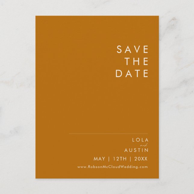 einfache Wüste | Burnt Orange Save the Date Einladungspostkarte (Vorderseite)