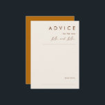 einfache Wüste | Burnt Orange Wedding Advice Card Hinweiskarte<br><div class="desc">Diese einfache Wüste | Burnt Orange Hochzeitsratenkarte ist genau das, was Sie suchen, um Ihre moderne rustikale Hochzeit zu vollenden. Ideal für einen Vintag minimalistischen Western oder einen Retro-Fall-Böhmen-Gefühl. Die minimale natürliche weiße Schrift Pop mit diesem farbenfrohen Herbsthintergrund. Sie können wählen, wie es behalten wird, oder es mit eigenen Kunstwerken...</div>