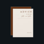 einfache Wüste | Dark Cinnamon Wedding Advice Card Hinweiskarte<br><div class="desc">Diese einfache Wüste | Dark Cinnamon Hochzeitsratenkarte ist genau das, was Sie suchen, um Ihre moderne rustikale Hochzeit zu vervollständigen. Ideal für einen Vintag minimalistischen Western oder einen Retro-Fall-Böhmen-Gefühl. Die minimale natürliche weiße Schrift Pop mit diesem farbenfrohen Herbsthintergrund. Sie können wählen, wie es behalten wird, oder es mit eigenen Kunstwerken...</div>