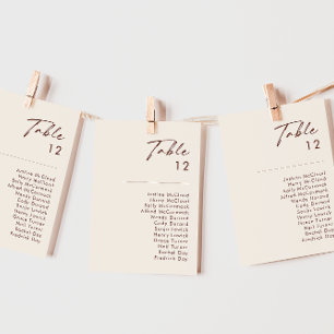 einfache Wüste   Natural White Tischnummer Chart