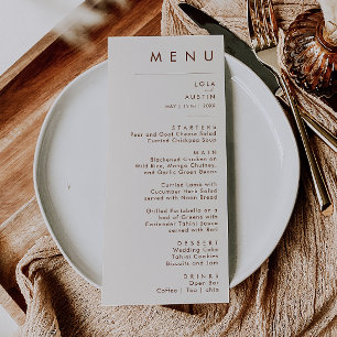 einfache Wüste Natural White Wedding Dinner Menu Menükarte