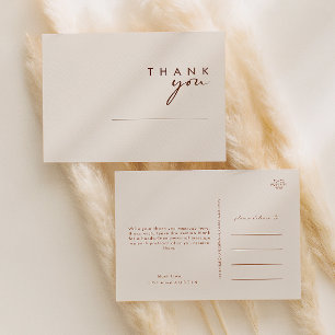 einfache Wüste   Natural White Wedding Vielen Dank Postkarte