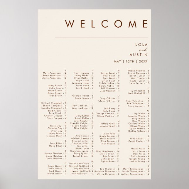 einfache Wüste | Natürliche weiße alphabetische Si Poster (Vorne)