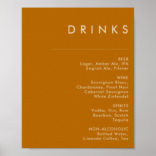 einfache Wüste   Orange Drinks Menu Sign Poster