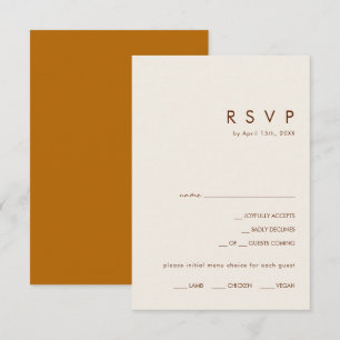 einfache Wüste   RSVP-Karte für das Orange-Menü "B RSVP Karte