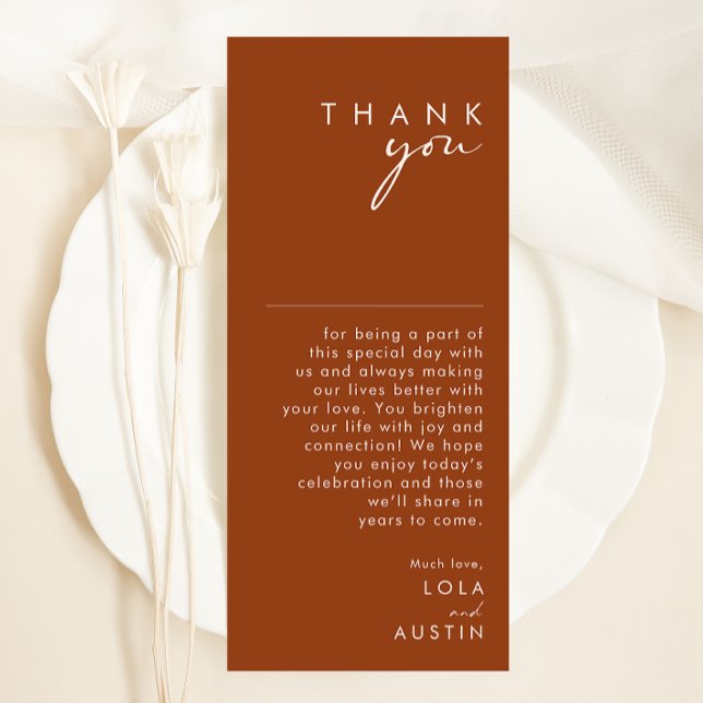 Einfache Wüste Terracotta Tall Dankeschön Karte (Von Creator hochgeladen)