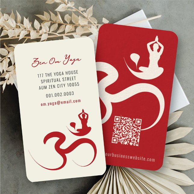 Einfache Yoga Om Ohm Calligraphy Zen Business Card Visitenkarte (Simple Minimalist Zen Spiritual Holistic Yoga Om/Aum Calligraphy Symbol Business Card @ fatfatin)