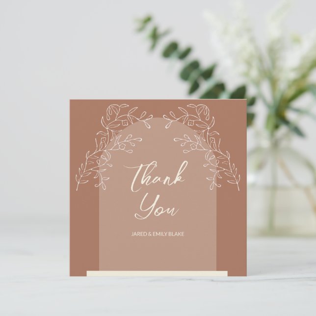 Einfache, zarte Arch Style Hochzeit Dankeschön Kar Dankeskarte (Stehend Vorderseite)