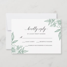 Einfache zarte blumenreiche Hochzeitsminze RSVP Karte
