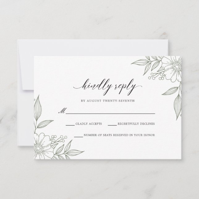 Einfache zarte Blumenzwiebelzange RSVP Karte (Vorderseite)