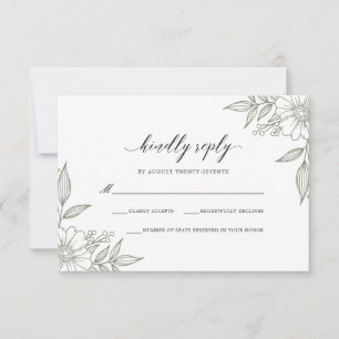 Einfache zarte Blumenzwiebelzange RSVP Karte