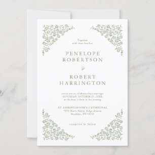 Einfache, zarte, florallose Grünen Hochzeit Einladung
