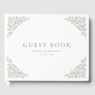 Einfache, zarte, florallose Grünen Hochzeit Gästebuch