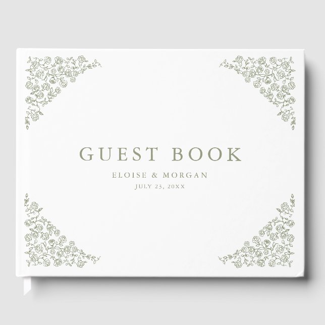 Einfache, zarte, florallose Grünen Hochzeit Gästebuch (Vorderseite)