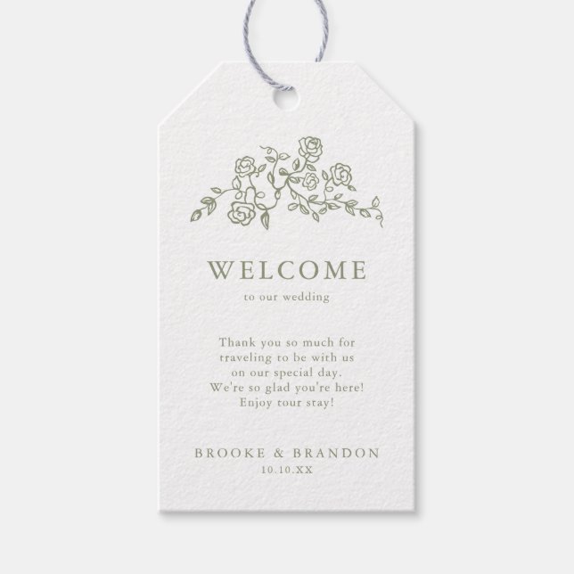 Einfache, zarte, florallose Grünen Hochzeit Geschenkanhänger (Vorderseite)