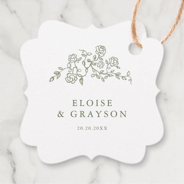 Einfache, zarte, florallose Grünen Hochzeit Geschenkanhänger (Rückseite)