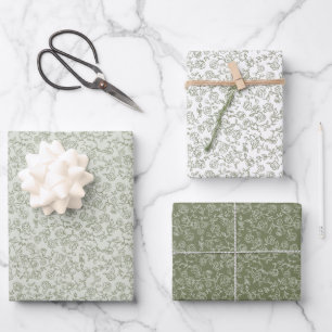 Einfache, zarte, florallose Grünen Hochzeit Geschenkpapier Set