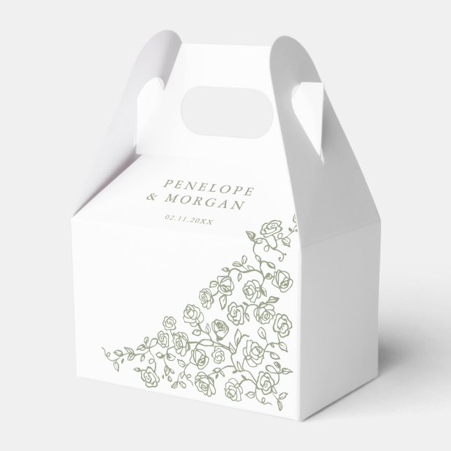 Einfache, zarte, florallose Grünen Hochzeit Geschenkschachtel (Rückseite)
