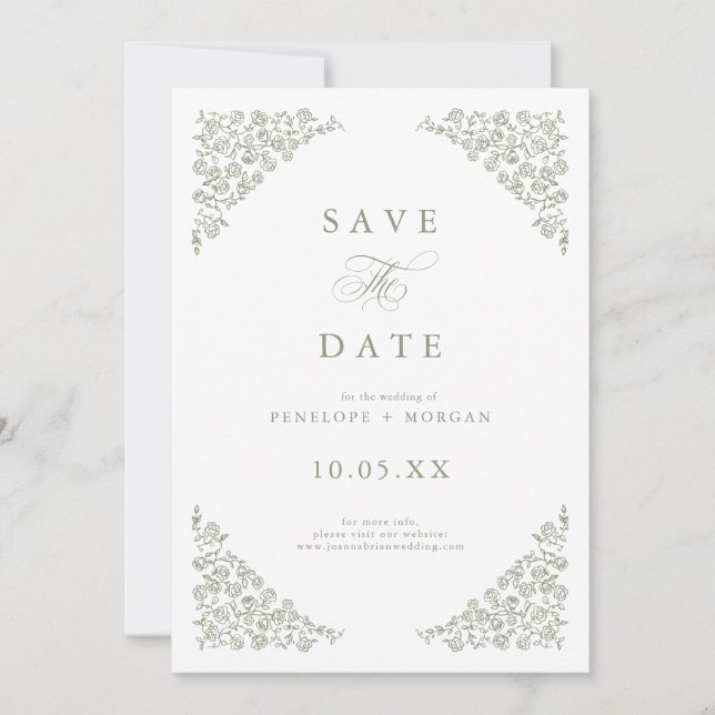 Einfache, zarte, florallose Grünen Hochzeit Save The Date (Vorderseite)