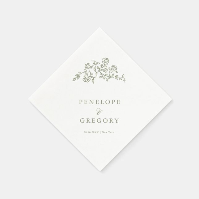 Einfache, zarte, florallose Grünen Hochzeit Serviette (Ecke)