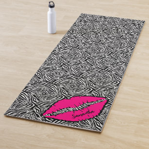 Einfache Zebra mit rosa Lippen Personalisiert schw Yogamatte