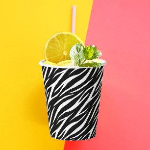 Einfache Zebra Print Schwarz-weiß Niedlich Moderne Pappbecher