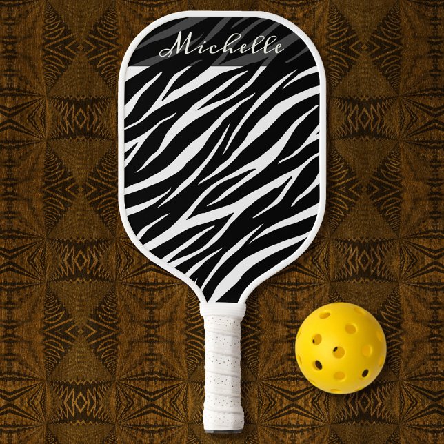 Einfache Zebra Print Schwarz-weiß Niedlich Moderne Pickleball Schläger (Von Creator hochgeladen)