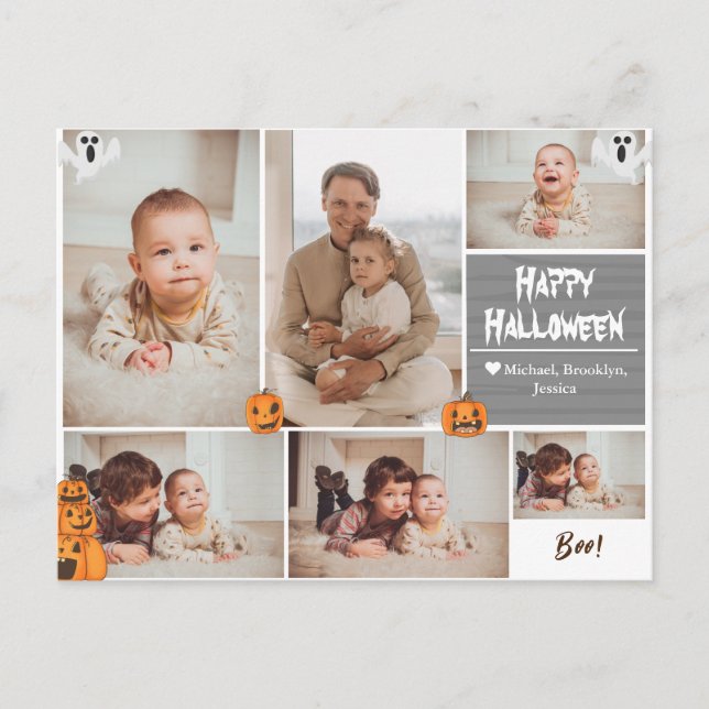 Einfache zeitgemäße Halloween-Foto-Kollektion Feiertagspostkarte (Vorderseite)
