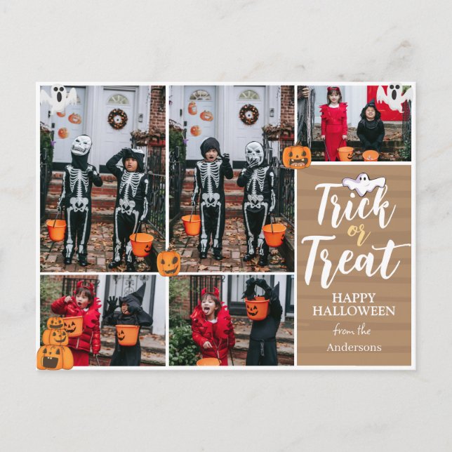 Einfache zeitgemäße Halloween-Foto-Kollektion Feiertagspostkarte (Vorderseite)